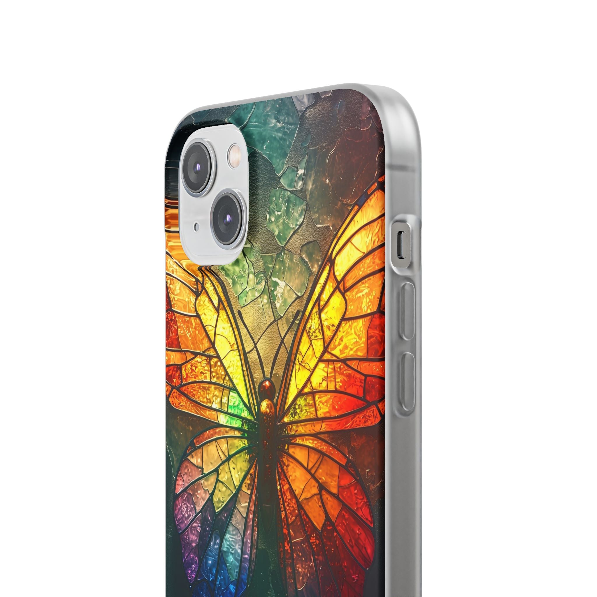 Stained Glass Butterfly iPhone 14 Plus Case - Soft