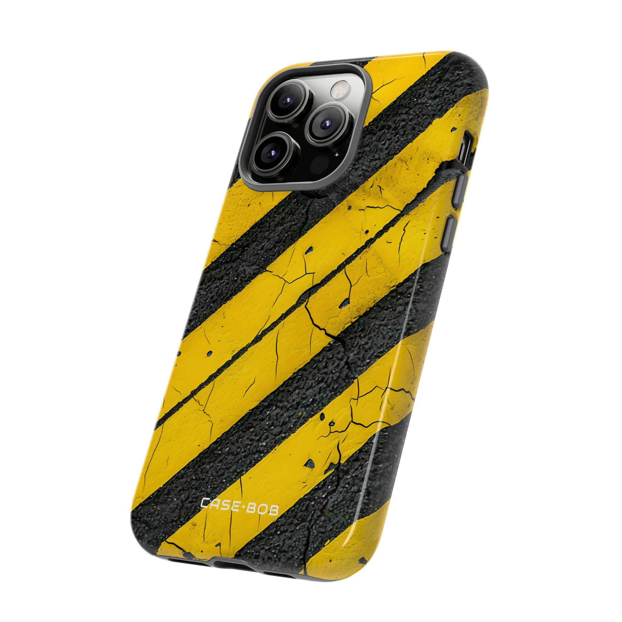Yellow Stripe Distress iPhone 14 Pro Max Case - Tough