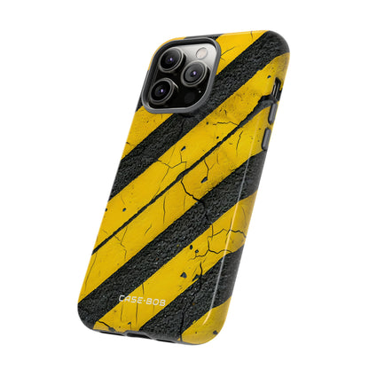 Yellow Stripe Distress iPhone 14 Pro Max Case - Tough