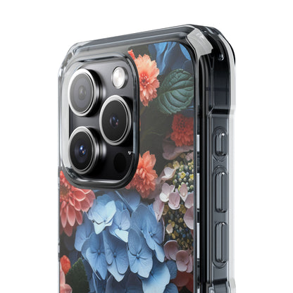 Blue Floral Bliss - Clear Impact iPhone 15 Phone Case