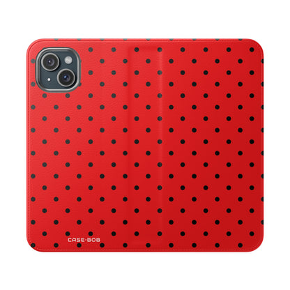 Black Dot Grid - iPhone 15 Plus Case - Wallet