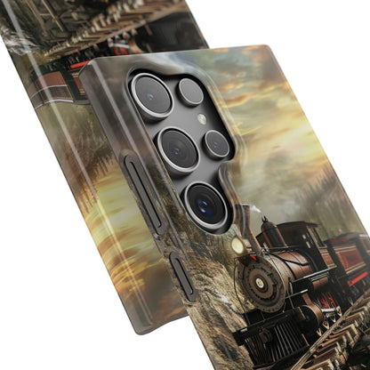 Vintage Steam Train Crossing Mountain Bridge Samsung S24 - Slim Phone Case