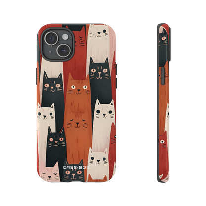 Elongated Cats Black iPhone 15 Plus Case - Tough