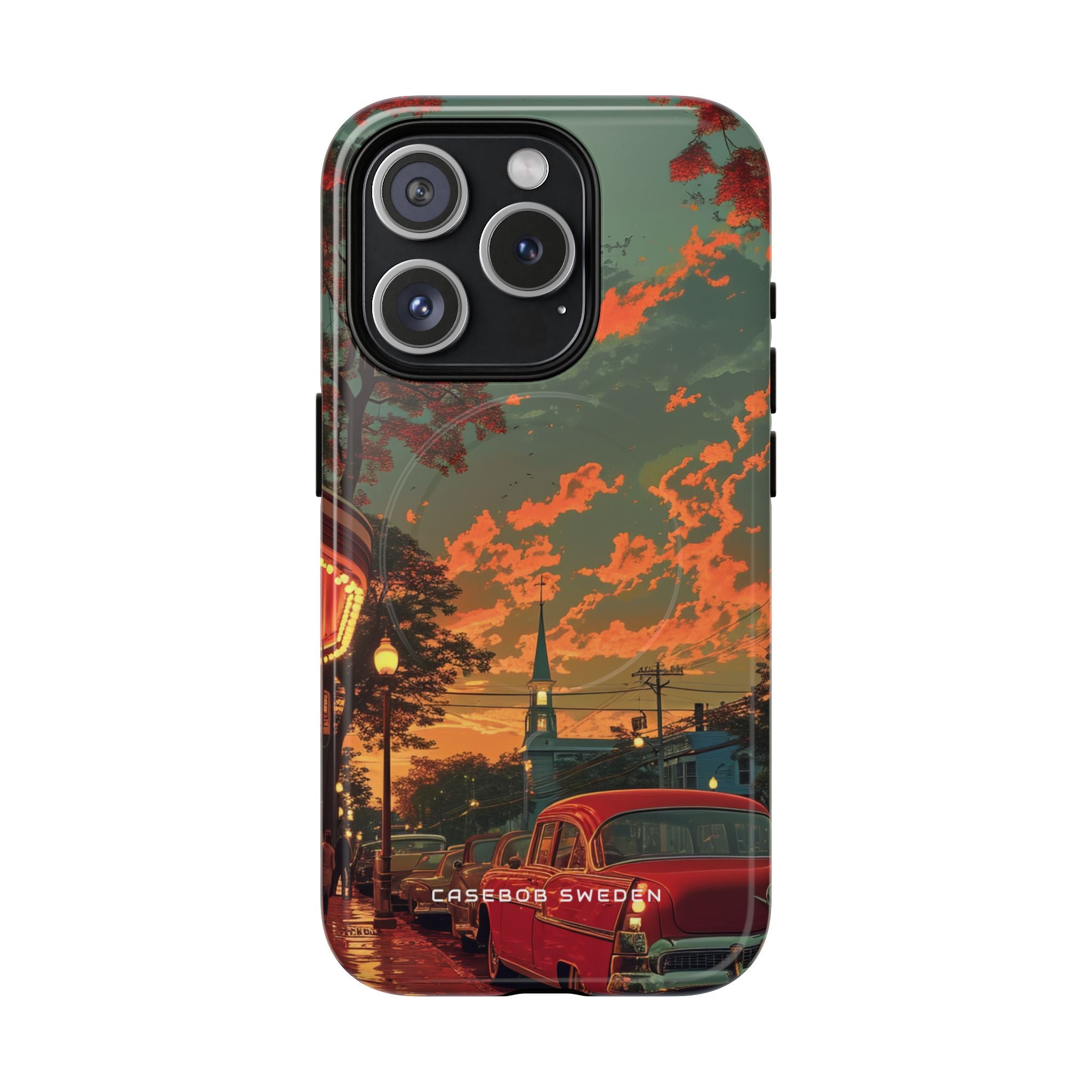 Mid-Century Nostalgia Streetscape iPhone 15 | Tough+ Phone Case