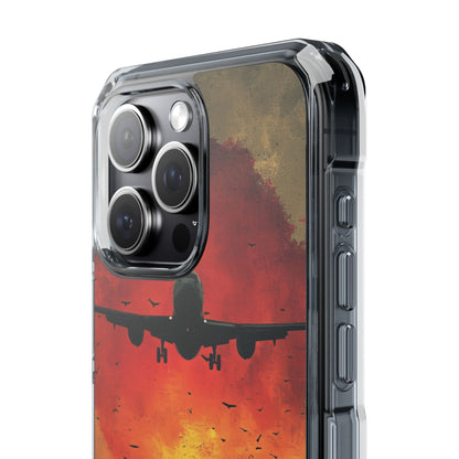 Vintage Sunset Airplane Silhouette iPhone 15 - Clear Impact Phone Case