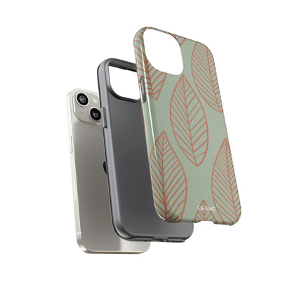 Mint and Orange Leaves - iPhone Case