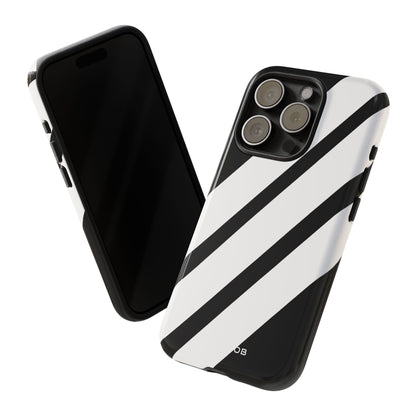 Diagonal Bands Noir iPhone 15 Pro Case - Tough