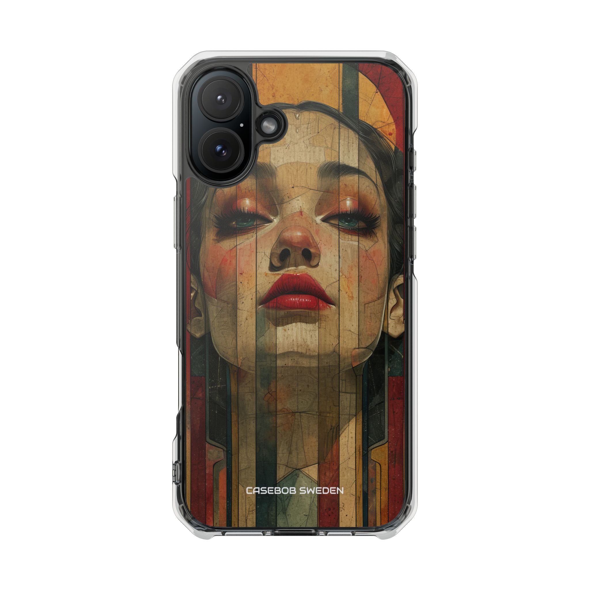 Bold Art Deco Portrait - Clear Impact iPhone 16 Phone Case