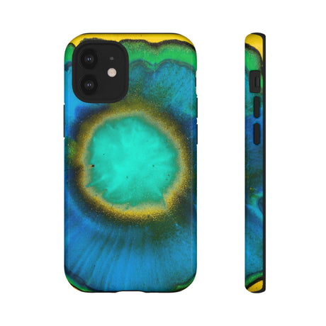 Neon Blue Ink Art iPhone Case (Protective) iPhone 12 Mini Glossy Phone Case