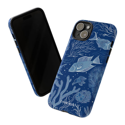 Navy Scale Reef iPhone 15 Plus Case - Tough