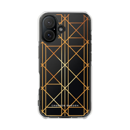 Golden Geometric Elegance iPhone 16 - Clear Impact Phone Case