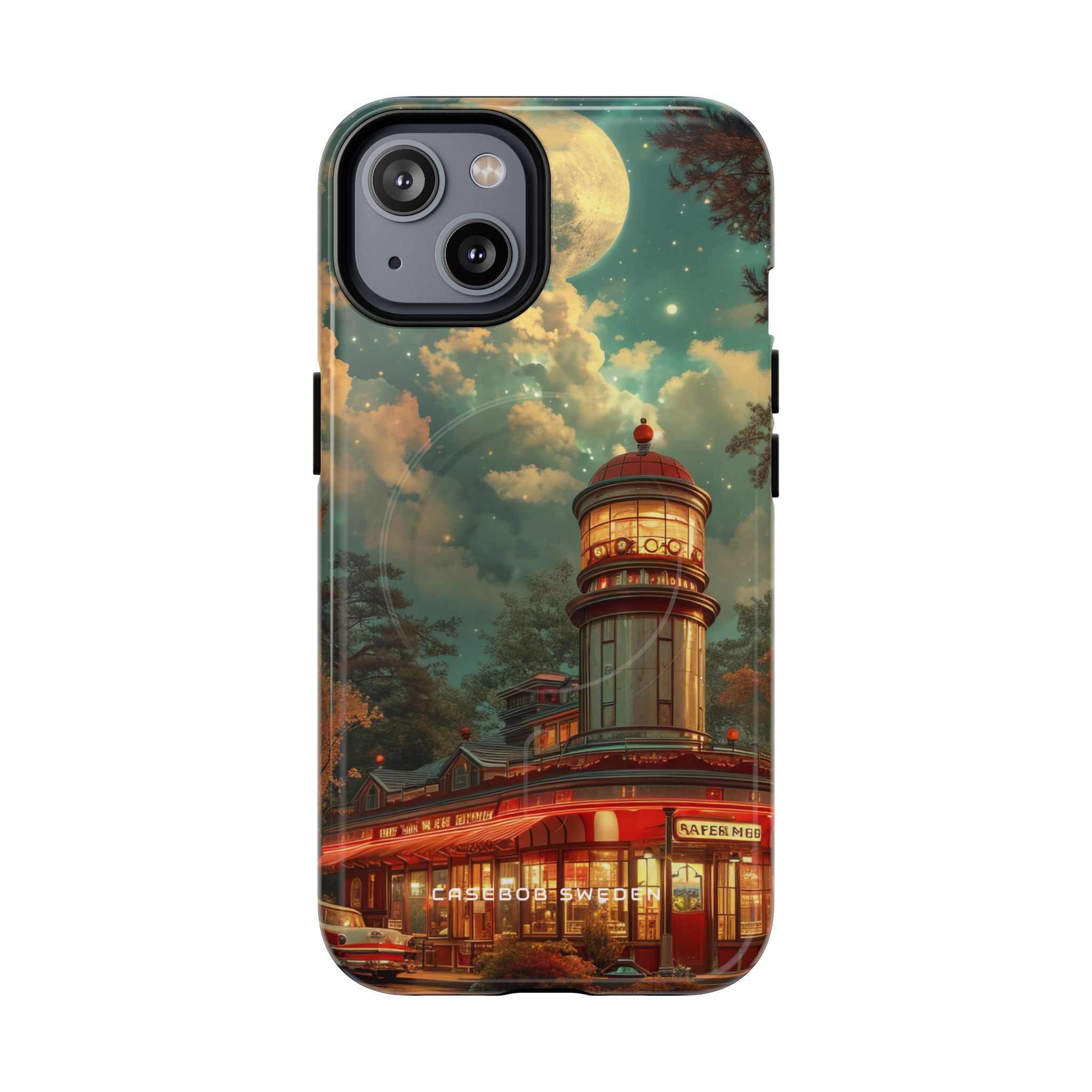 Vintage Moonlit Diner Fantasy iPhone 14 | Tough+ Phone Case