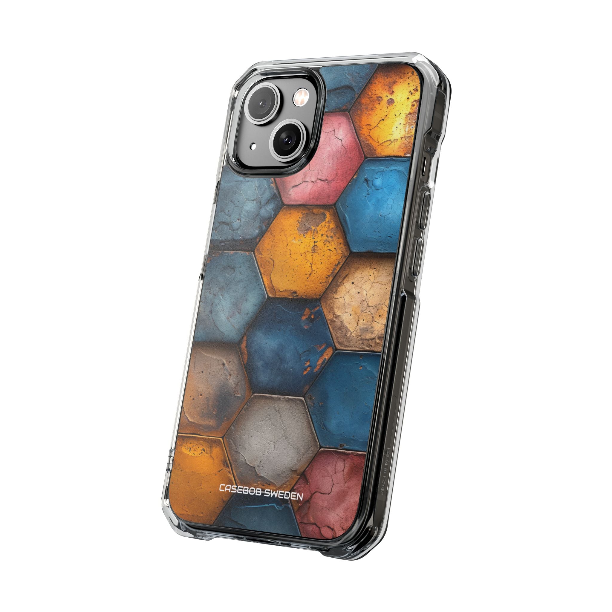 Rustic Geometric Tiles - Clear Impact iPhone 14 Phone Case