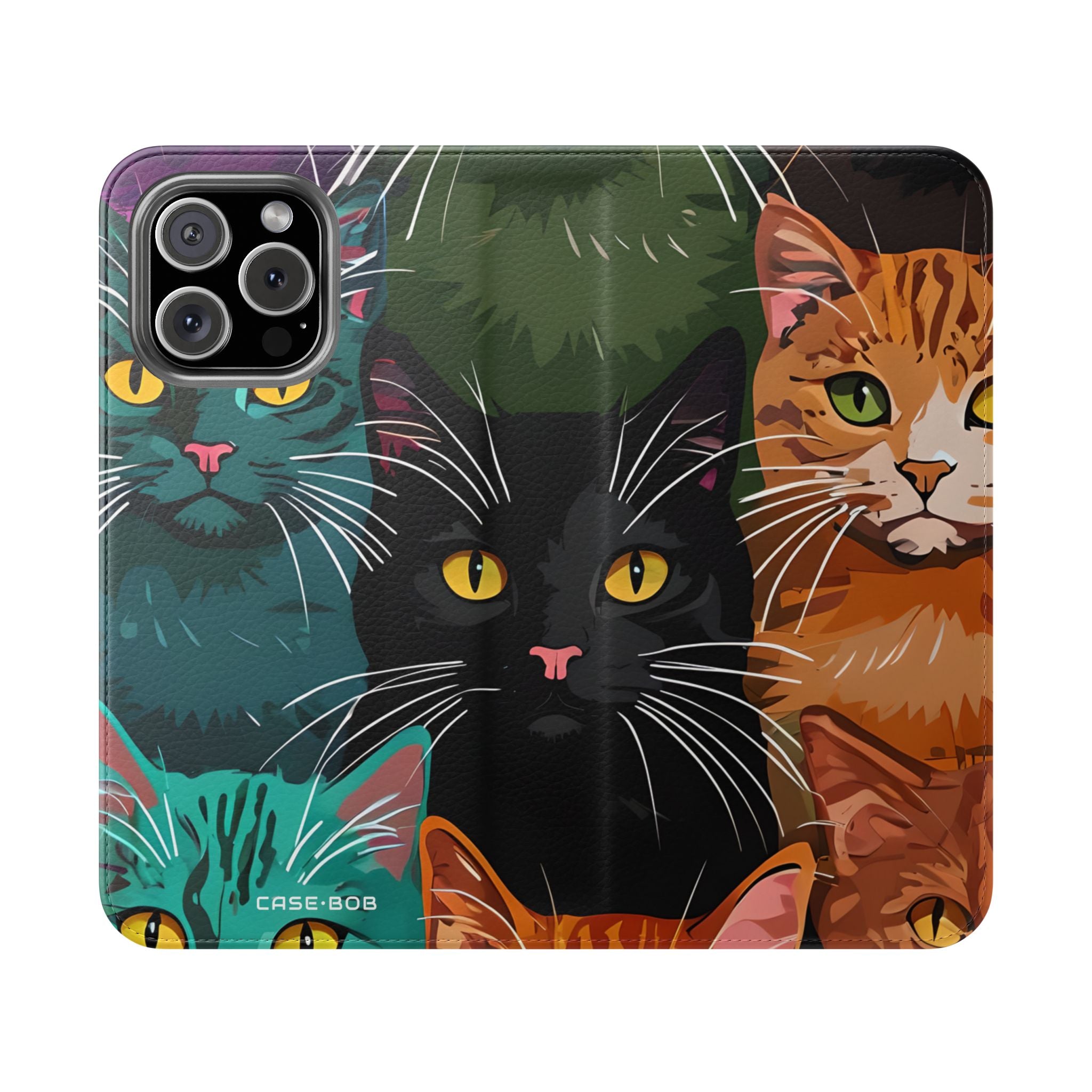 Cat Grid Neon - iPhone 16 Max Case - Wallet