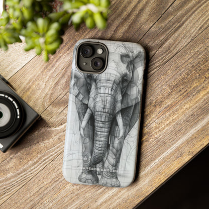 Elephant Line Geometry iPhone 15 - Tough Phone Case