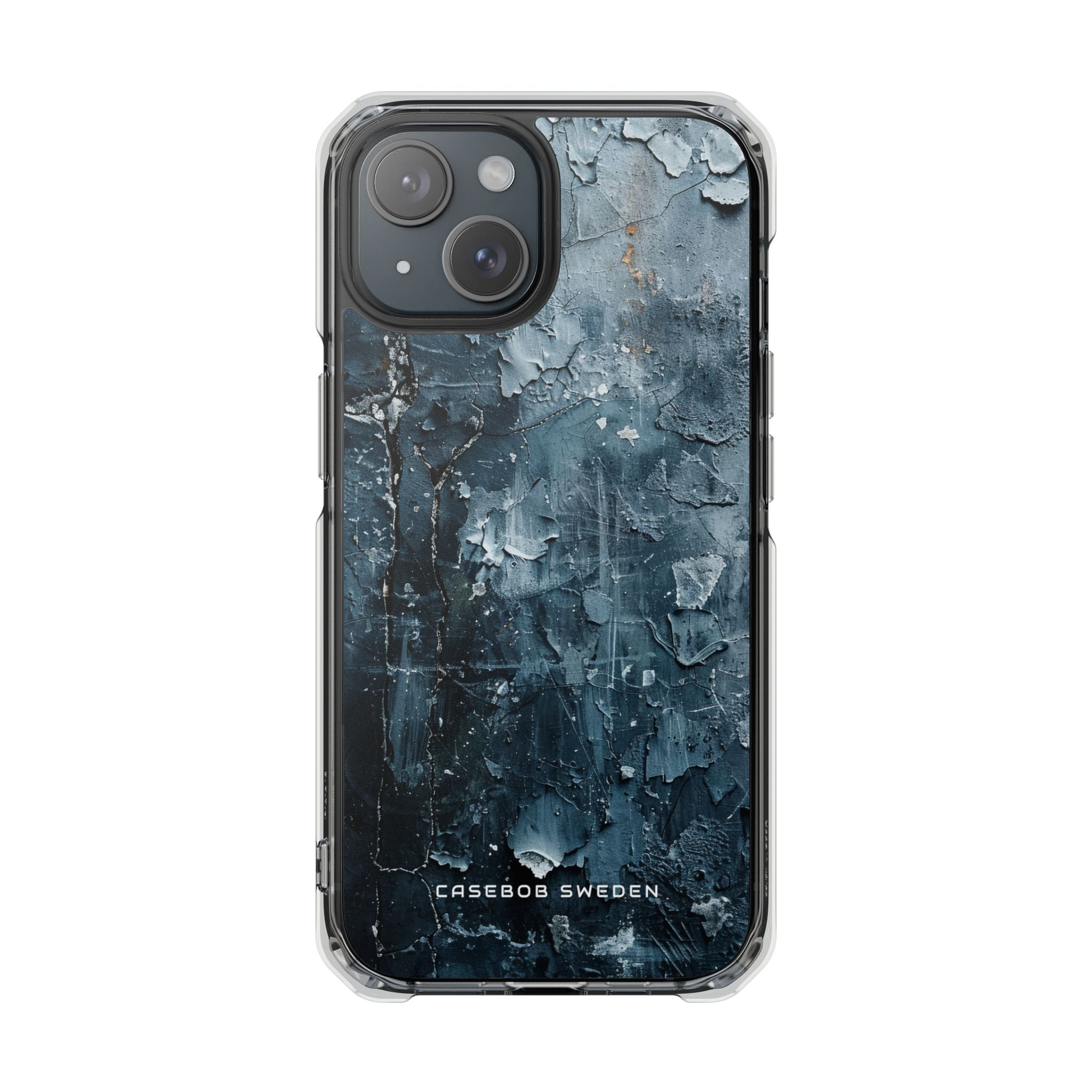 Weathered Blue Tapestry with Cracked Layers iPhone 15 - Clear Impact Phone Case