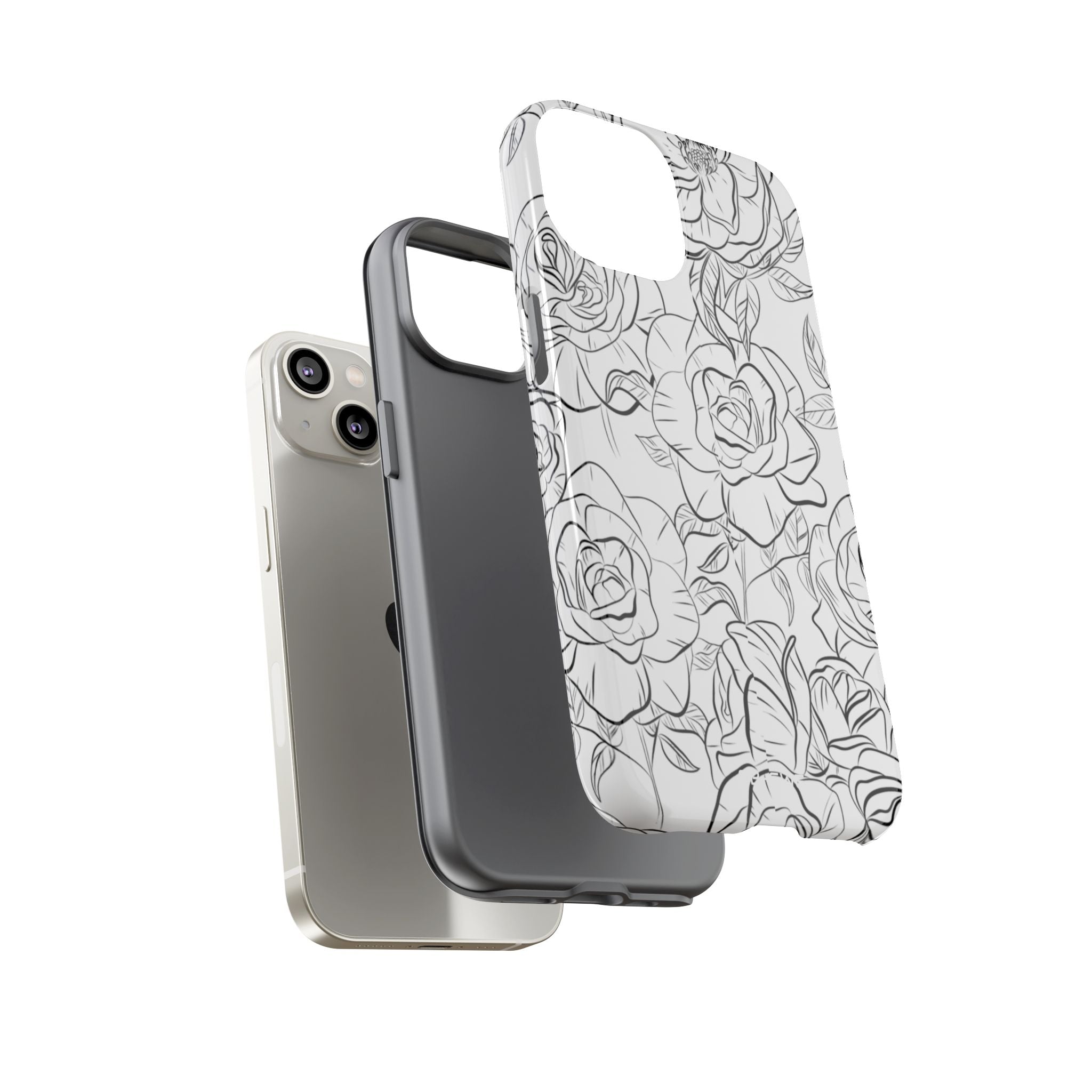 Intricate Rose Sketches - iPhone Case