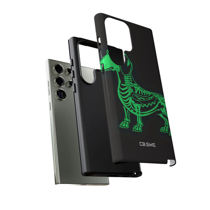 Neon Green Dachshund X-Ray Illustration Hotdog Phone Cover Samsung S23 - Tough