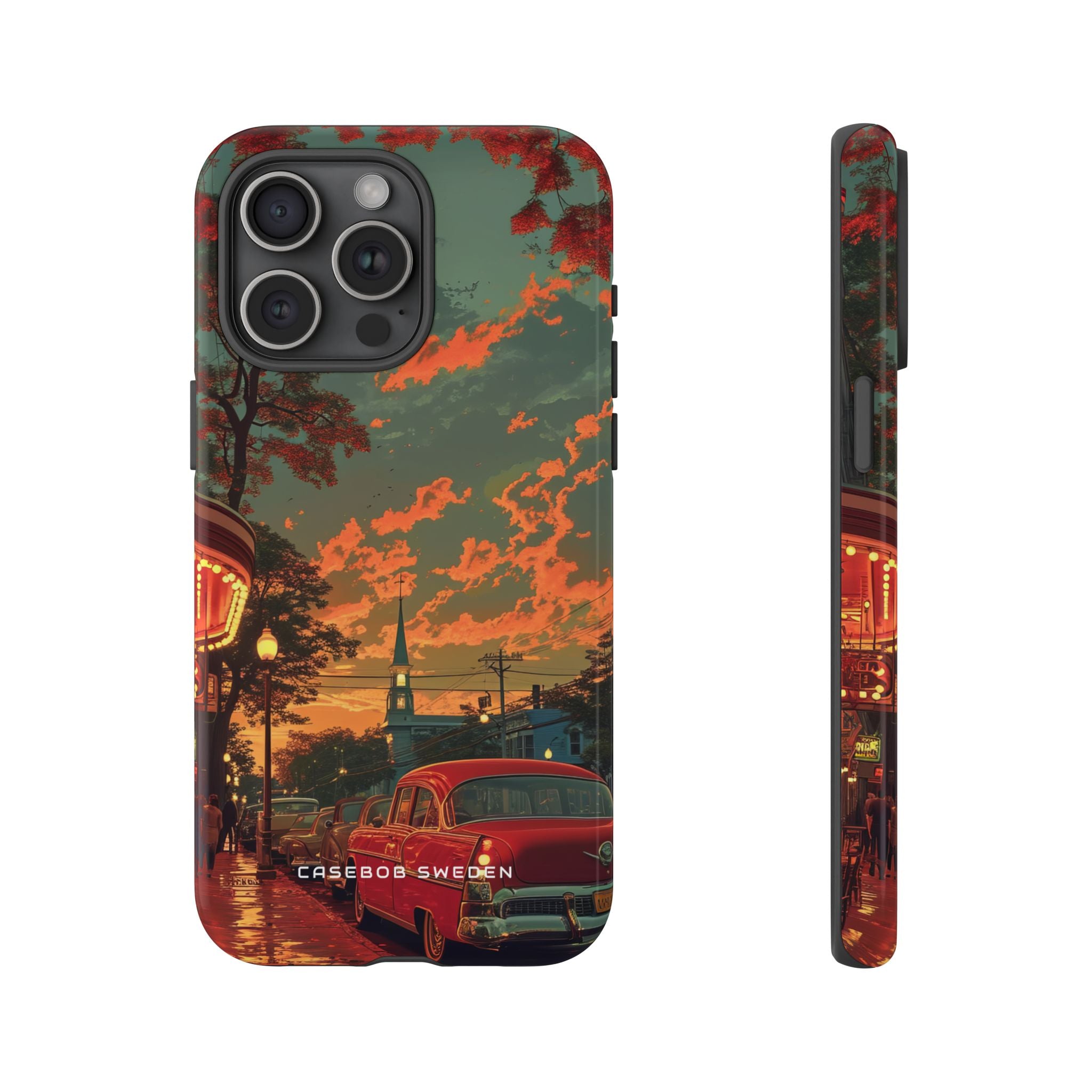 Mid-Century Nostalgia Streetscape iPhone 15 - Tough Phone Case