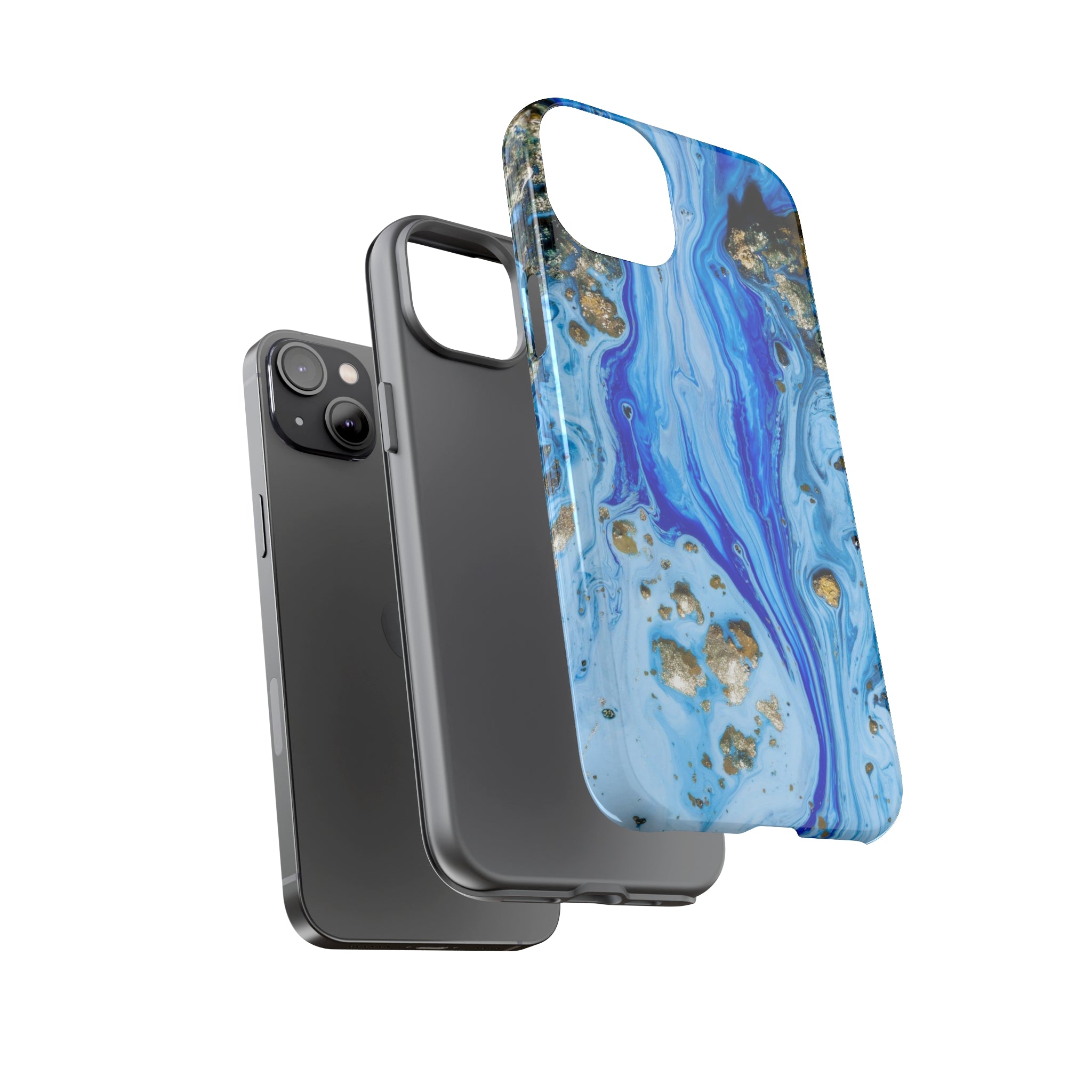 Blue Ice Ink Art iPhone Case (Protective) Phone Case