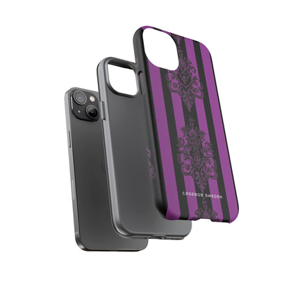 Gothic Elegance with Vertical Stripes and Ornamental Motifs iPhone 14 - Tough Phone Case