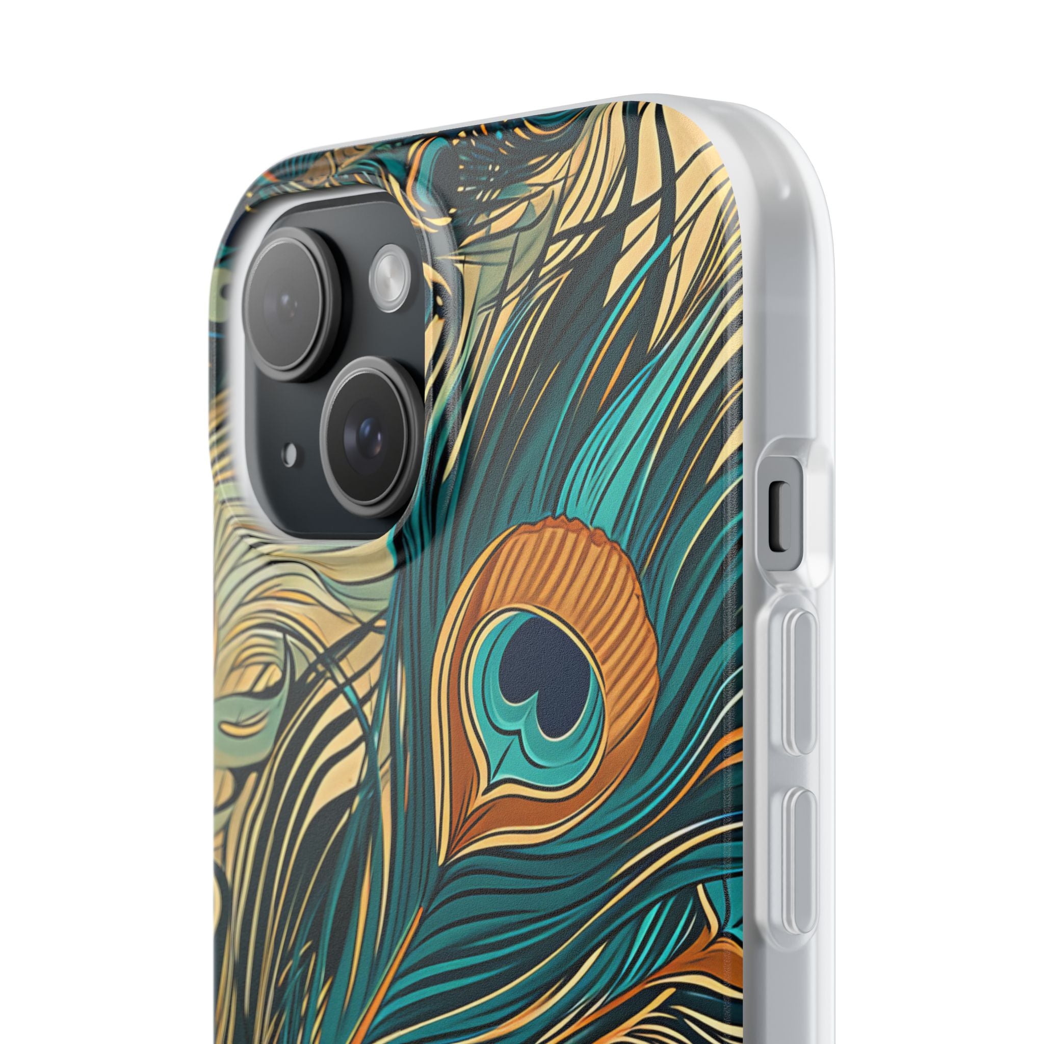 Jugendstil Pfau Eleganz iPhone 15 - Flexi Handyhülle