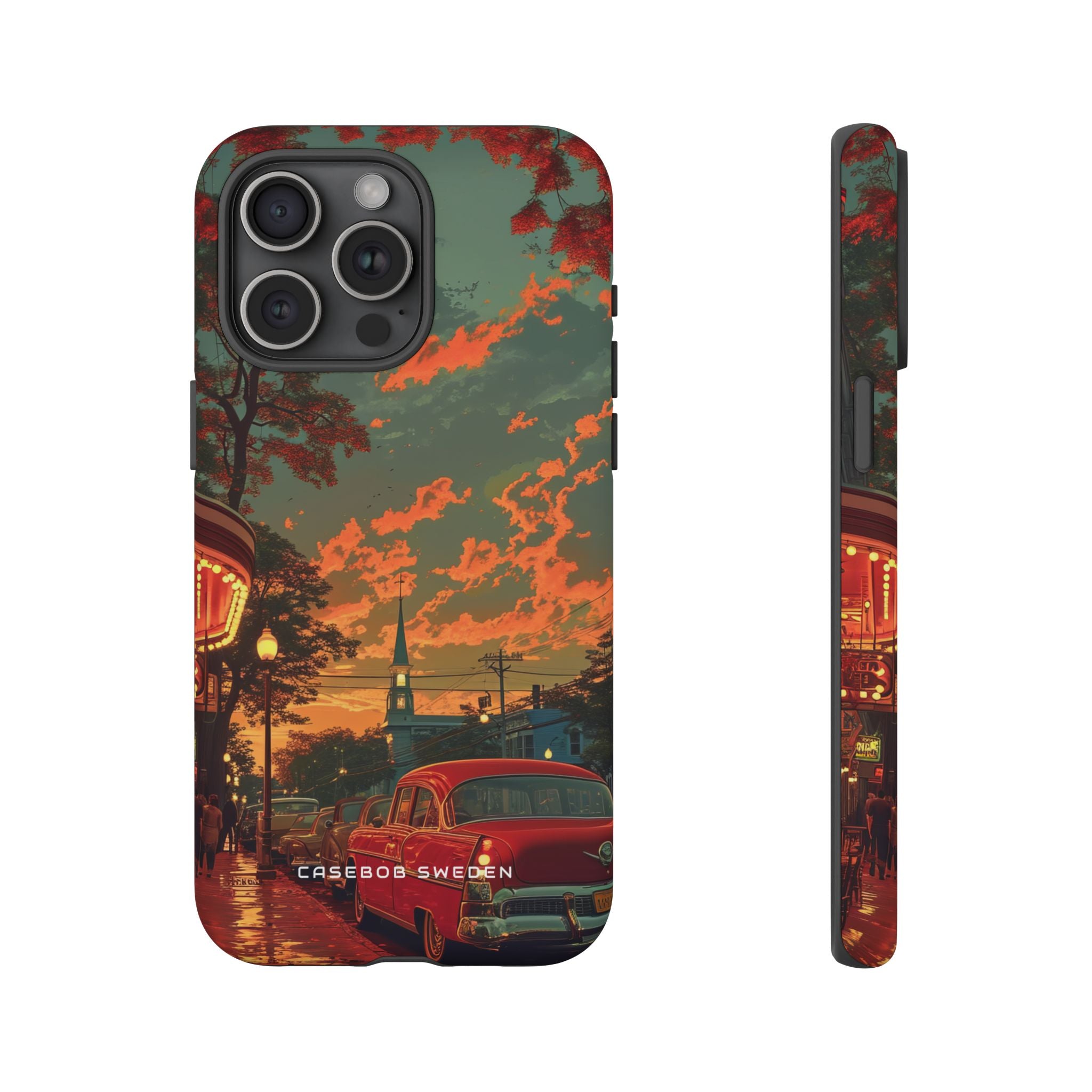 Mid-Century Nostalgia Streetscape iPhone 15 - Tough Phone Case