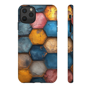 Pastel Honeycomb Bliss: Yellow & Blue - Protective Phone Case