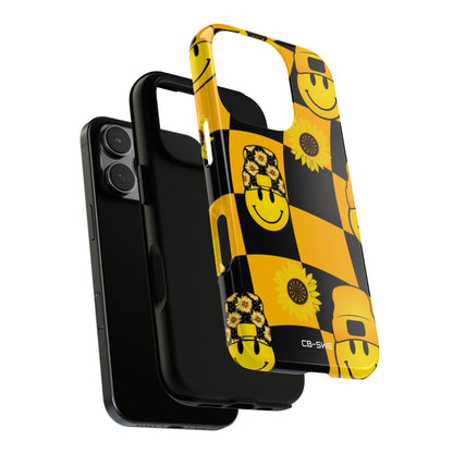 Joyful Checkered Smiles - iPhone Case
