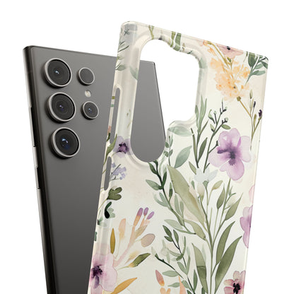 Soft Green Lavender Floral Pattern - Slim Samsung S24 Phone Case