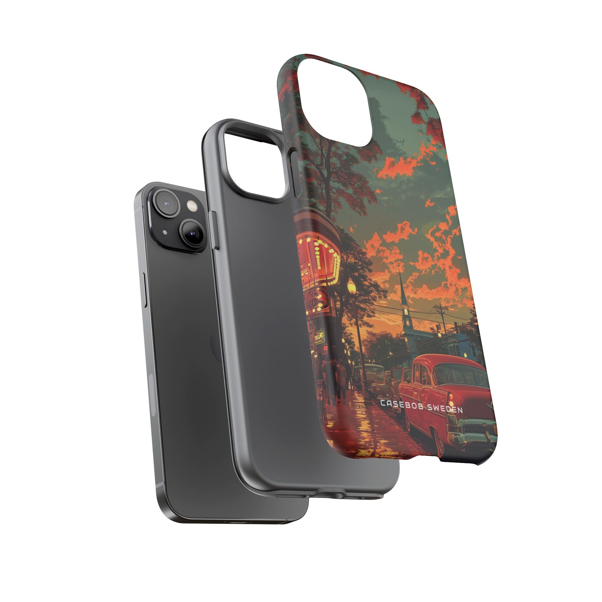 Mid-Century Nostalgia Streetscape iPhone 14 - Tough Phone Case