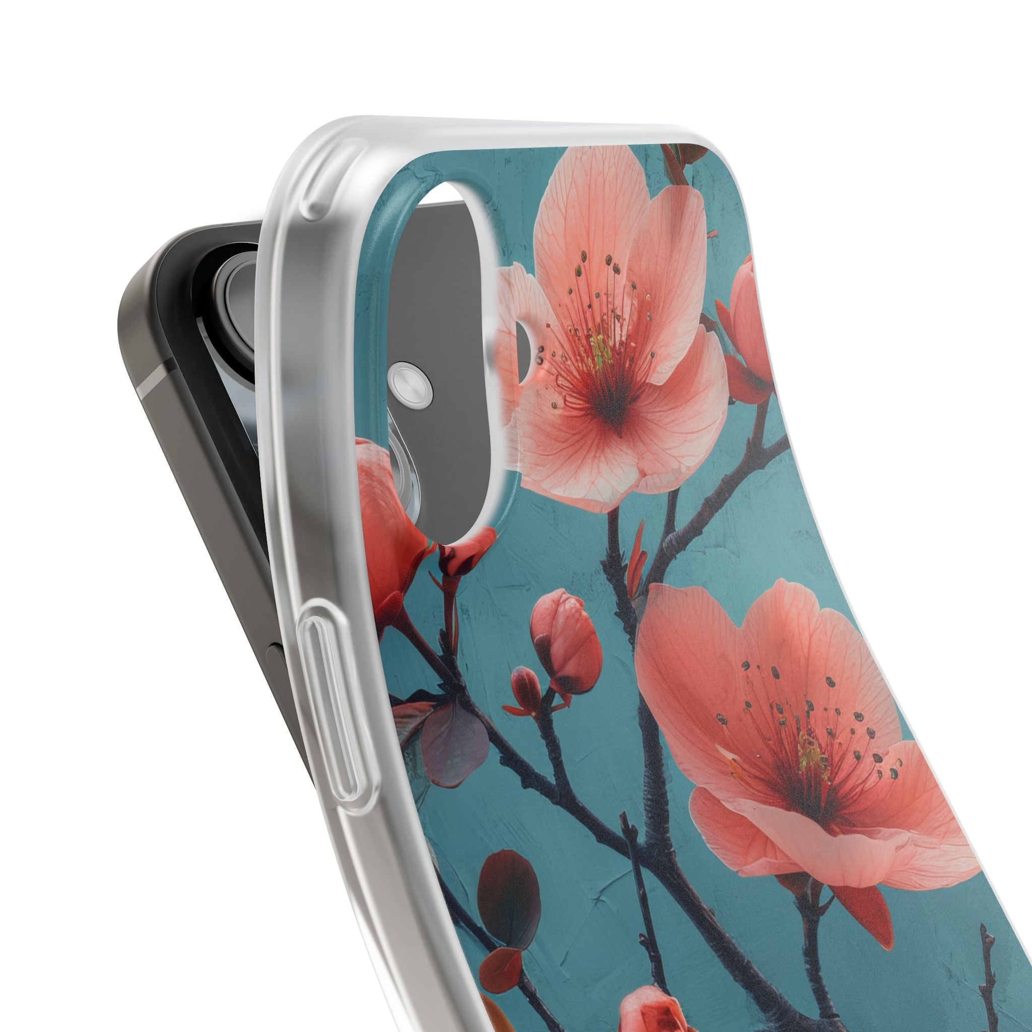 Teal Coral Blossom - Flexi iPhone 16 Handyhülle