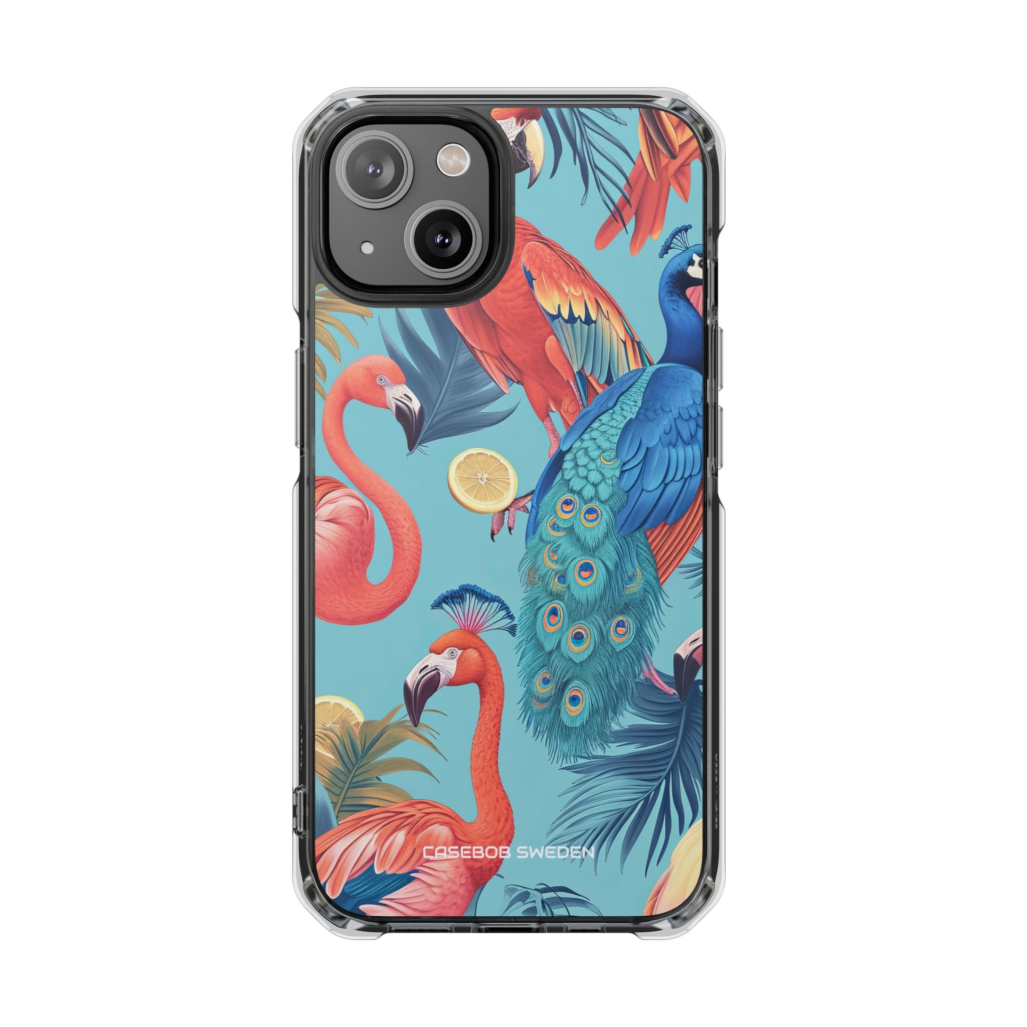 Tropical Flamingo Bliss - Clear Impact iPhone 14 Phone Case