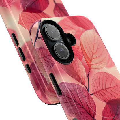 Elegant Pink Leaves iPhone 16 | Tough+ Phone Case