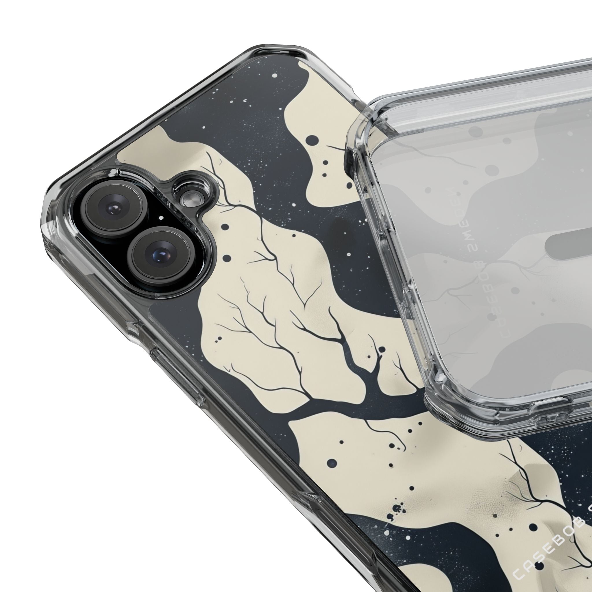 Organic Fluid Silhouettes with Cosmic Depth iPhone 16 - Clear Impact Phone Case