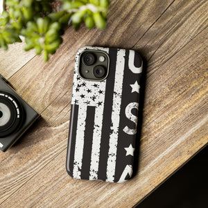 Black n White U.S Flag - Protective Phone Case