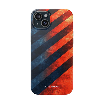 Diagonal Stripes Blaze iPhone 15 Plus Case - Soft