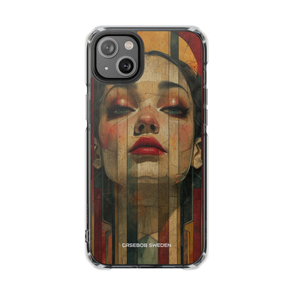 Bold Art Deco Portrait - Clear Impact iPhone 14 Phone Case