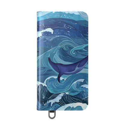 Dolphin Wave Dance - Samsung S25 Case - Wallet
