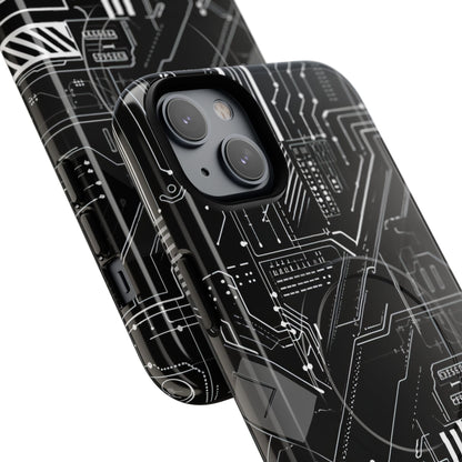 Futuristic Circuit Grid iPhone 14 - Tough+
