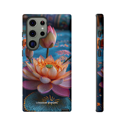 Vibrant Lotus Embroidery - Tough Samsung S23 Phone Case