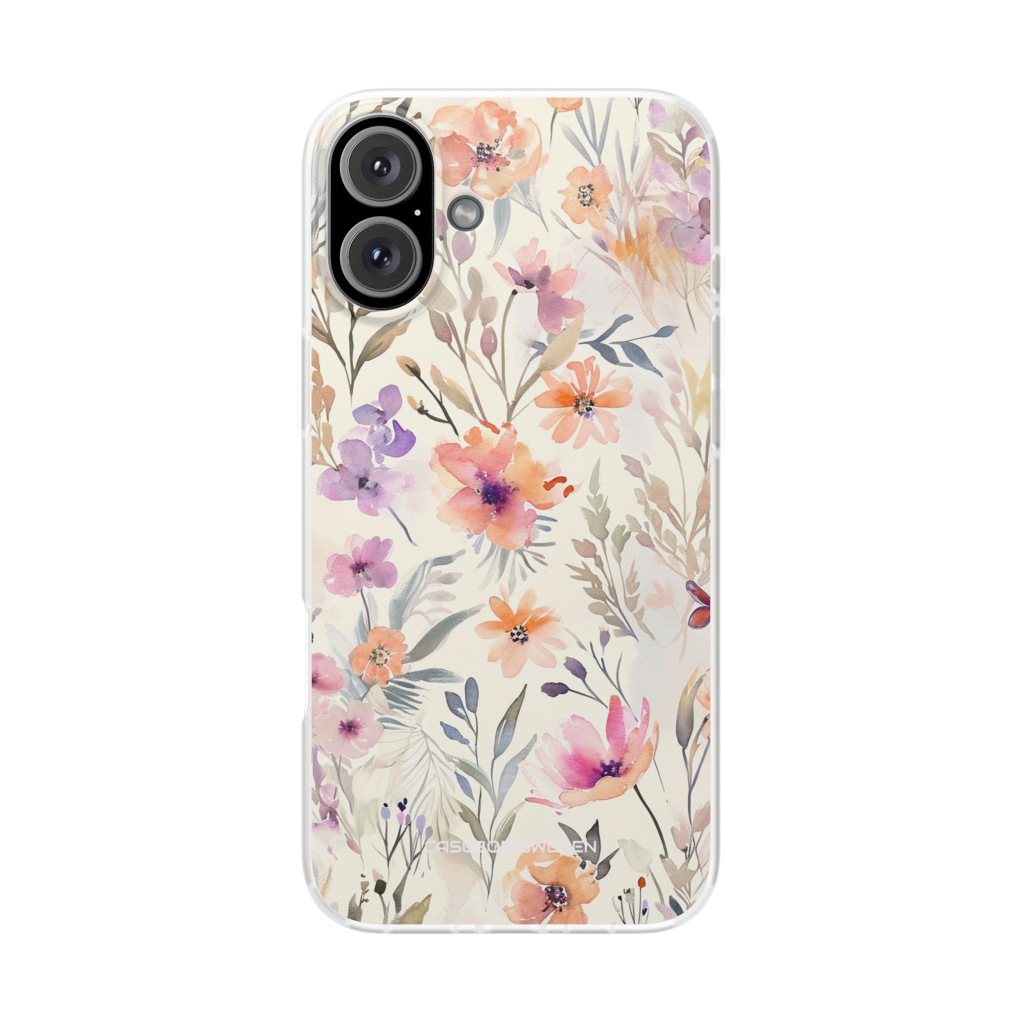 Soft Pink Floral Watercolor Design - Flexi iPhone 16 Phone Case