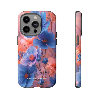 Harmonious Blooming Blues and Pinks iPhone 14 - Tough Phone Case