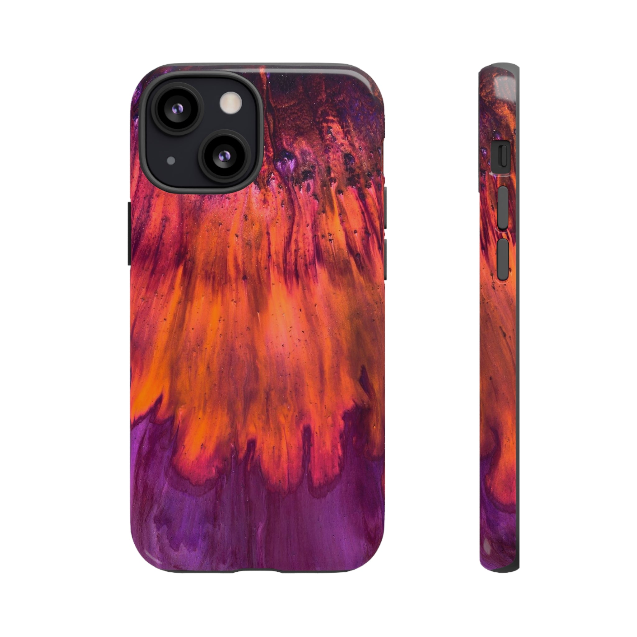 Orange Flow Ink Art iPhone Case (Protective) iPhone 13 Mini Glossy Phone Case