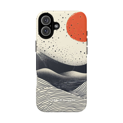 Red Sun Over Flowing Horizons iPhone 16 | Tough+ Phone Case