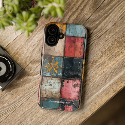 Rustic Red-Yellow Vintage Tiles - Tough iPhone 16 Phone Case