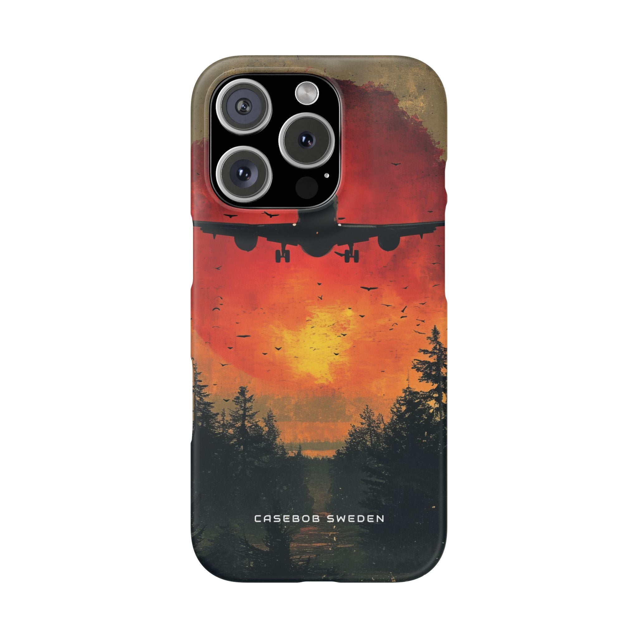 Vintage Sunset Airplane Silhouette iPhone 16 - Slim Phone Case