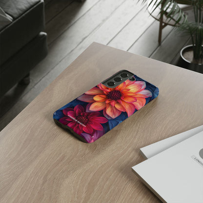 Floral Harmony Orange Blue - Tough Samsung S22 Phone Case