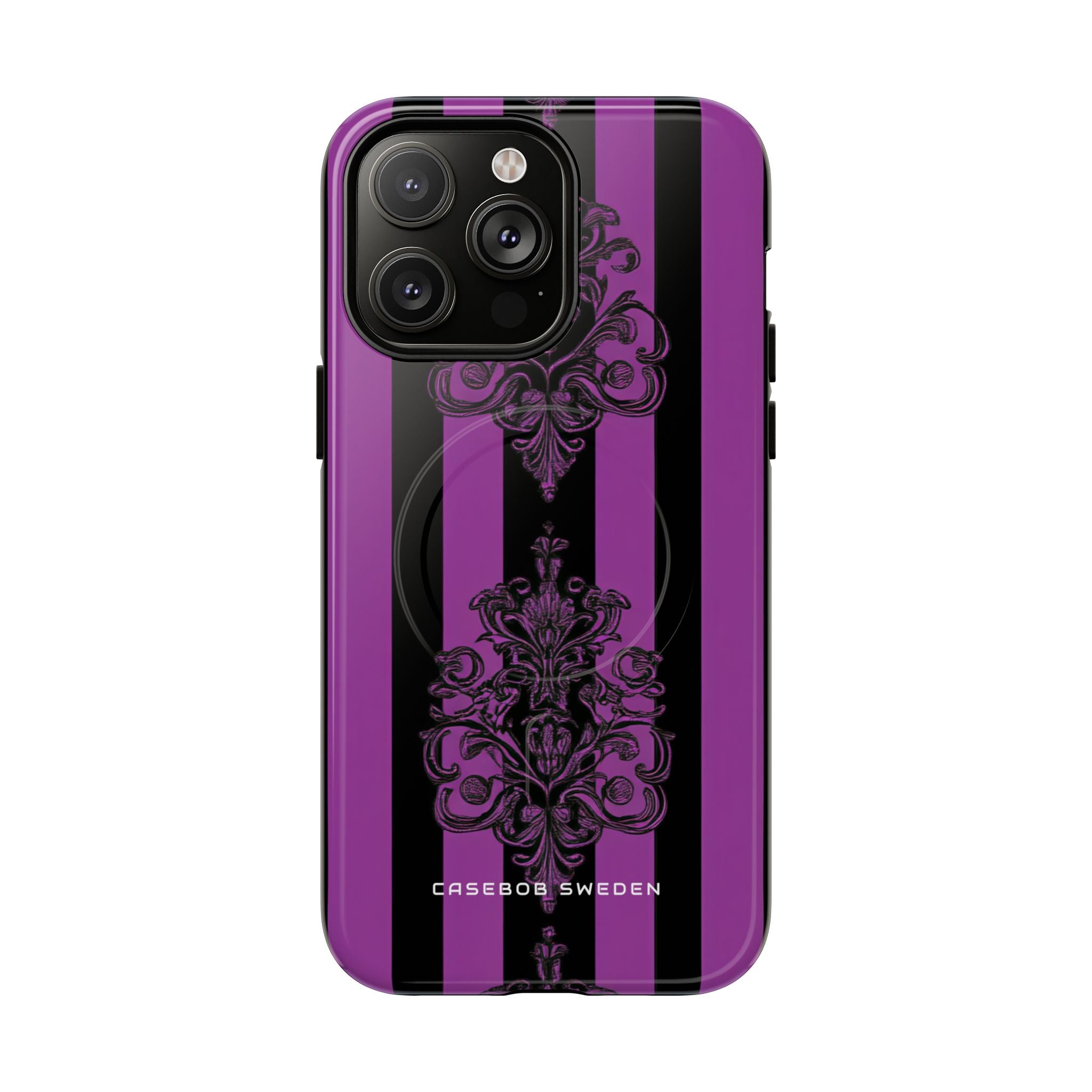 Gothic Elegance with Vertical Stripes and Ornamental Motifs iPhone 14 | Tough+ Phone Case