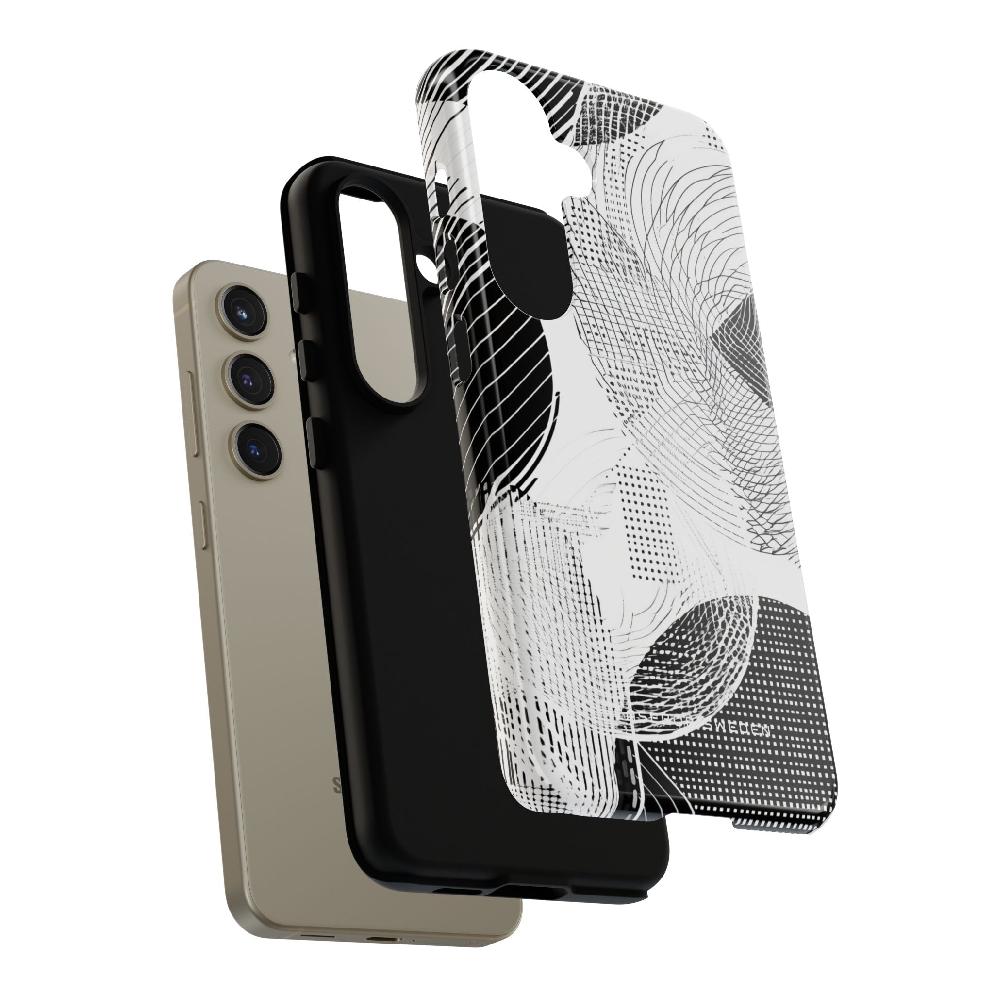 Geometric Monochrome Flow Samsung S24 - Tough Phone Case